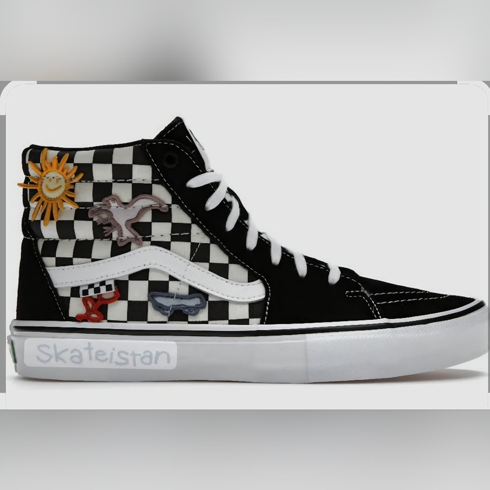 Vans Black High-Tops with Colorful Embroidery